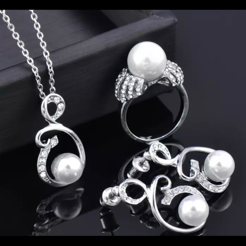 Necklace, earrings